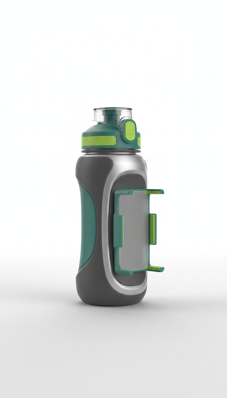 Gourde de sport ergonomique avec support téléphone